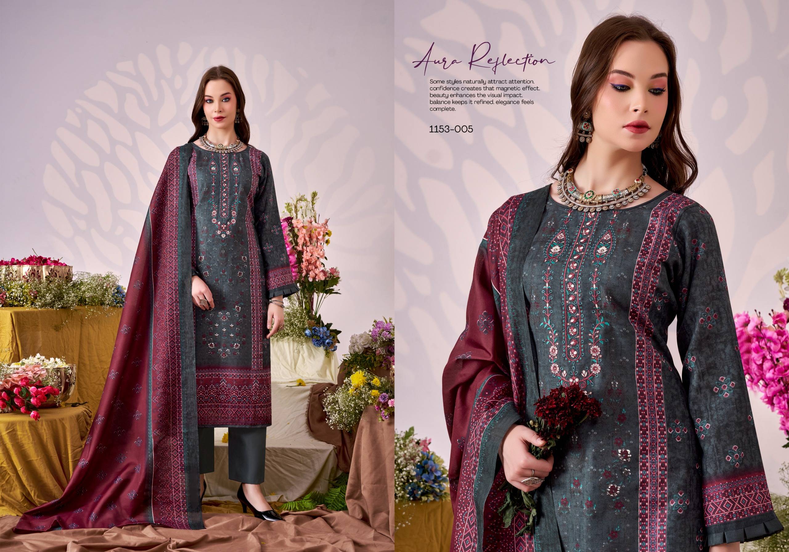 BIN KAREEM VOL 5 By ROMANI 1153-001 To 1153-008 Series Designer Suits Premium Soft Cotton Dresses At Wholesale Price